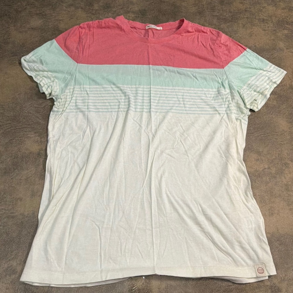 Marine Layer T-Shirt Mens Large Multi Colorblock Striped Crewneck 14286